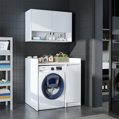 Roomart Derin 100 cm wall-mounted cabinet and washing machine cabinet in white, UK laundry room storage