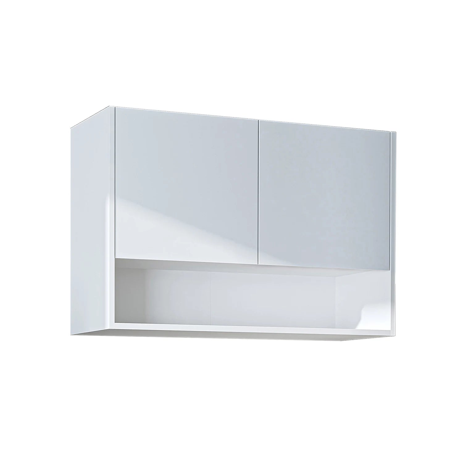 Roomart Derin 100 cm wall-mounted cabinet in white, UK laundry room storage from angle