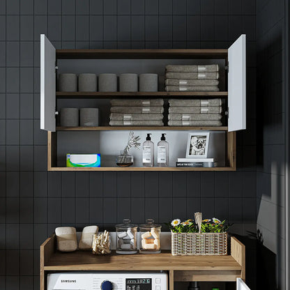Roomart Derin 100 cm wall-mounted cabinet in white oak, UK laundry room storage doors open front