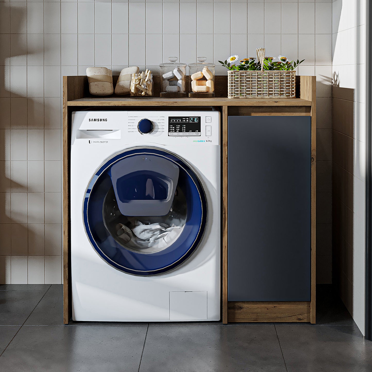 Roomart Derin - Washing Machine Cabinet with Cupboard, 100cm