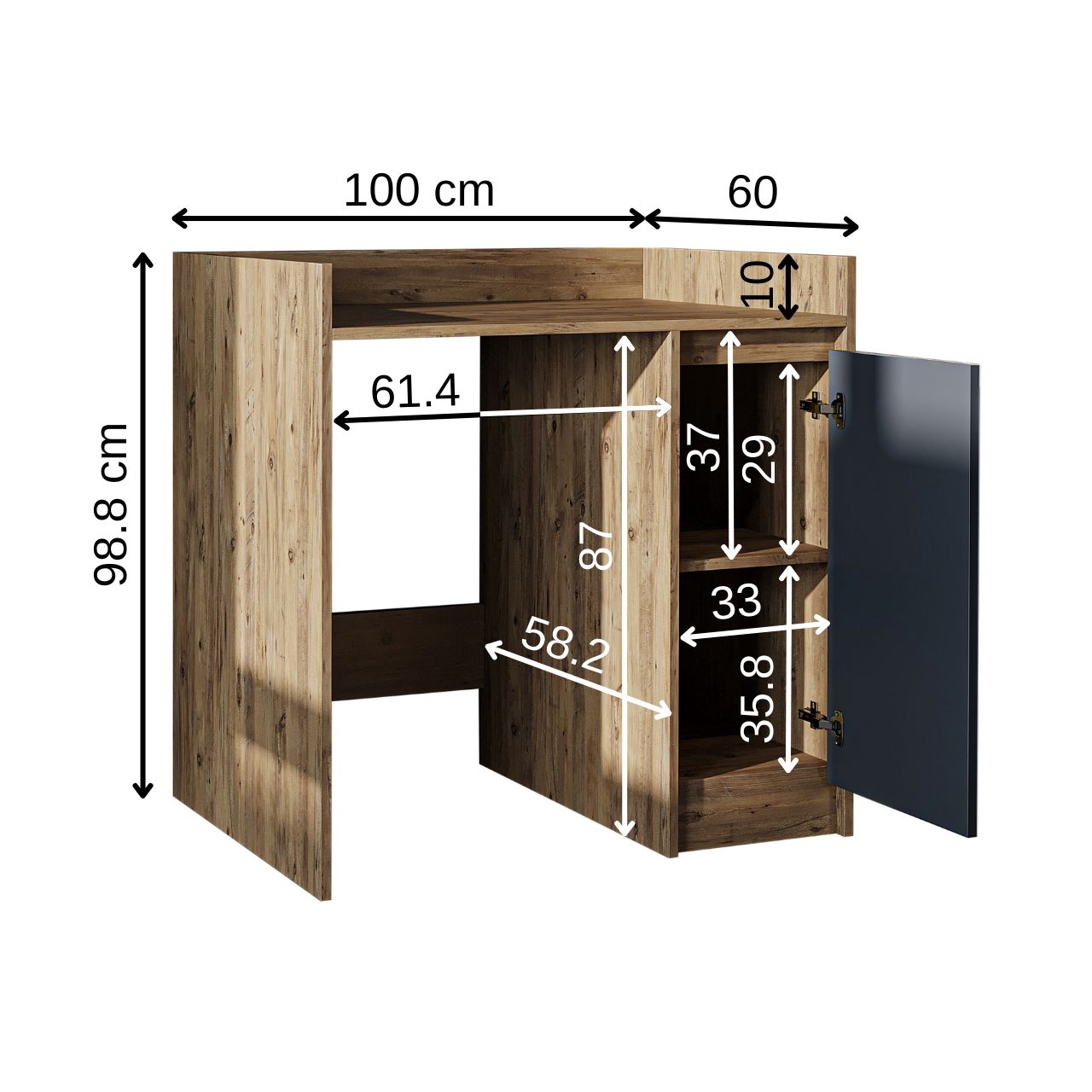 Roomart Derin - Washing Machine Cabinet with Cupboard, 100cm