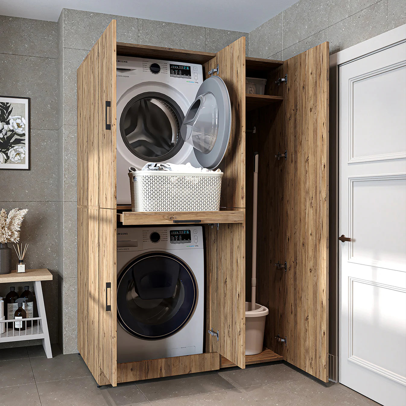 Roomart Dora - Cabinet Set for Dryer & Washing Machine, 115cm