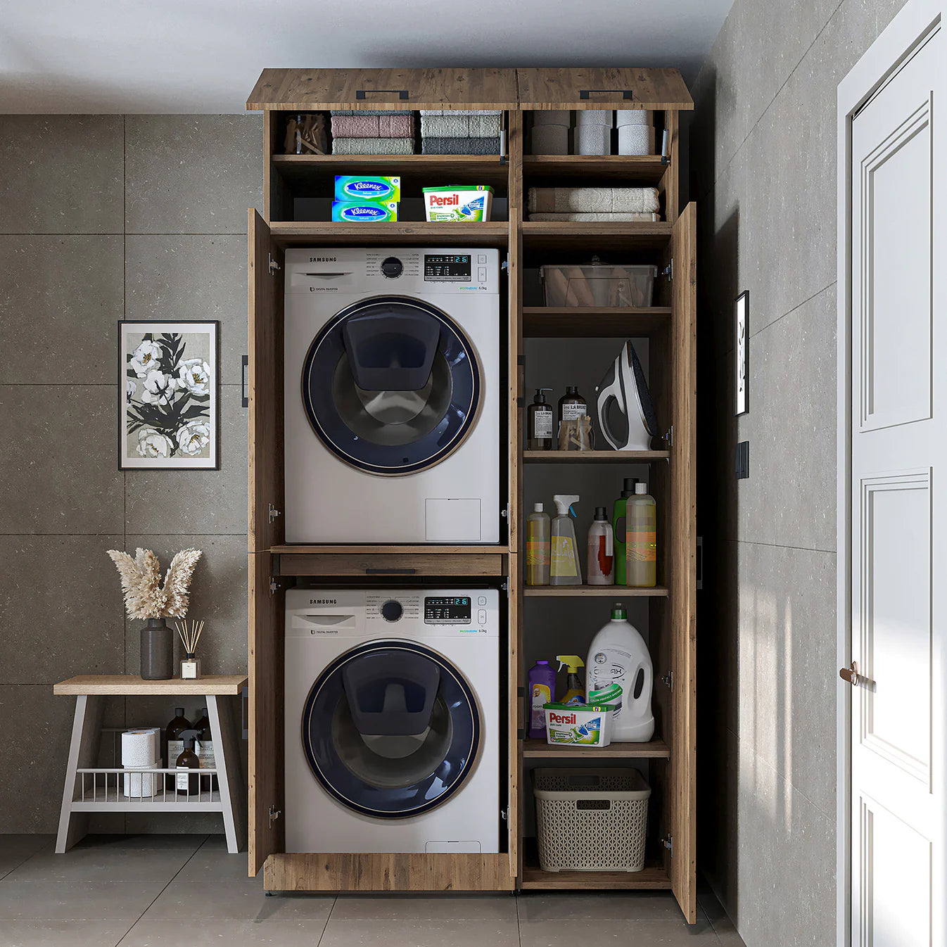 Roomart Dora - Cabinet Set for Dryer & Washing Machine, 115cm