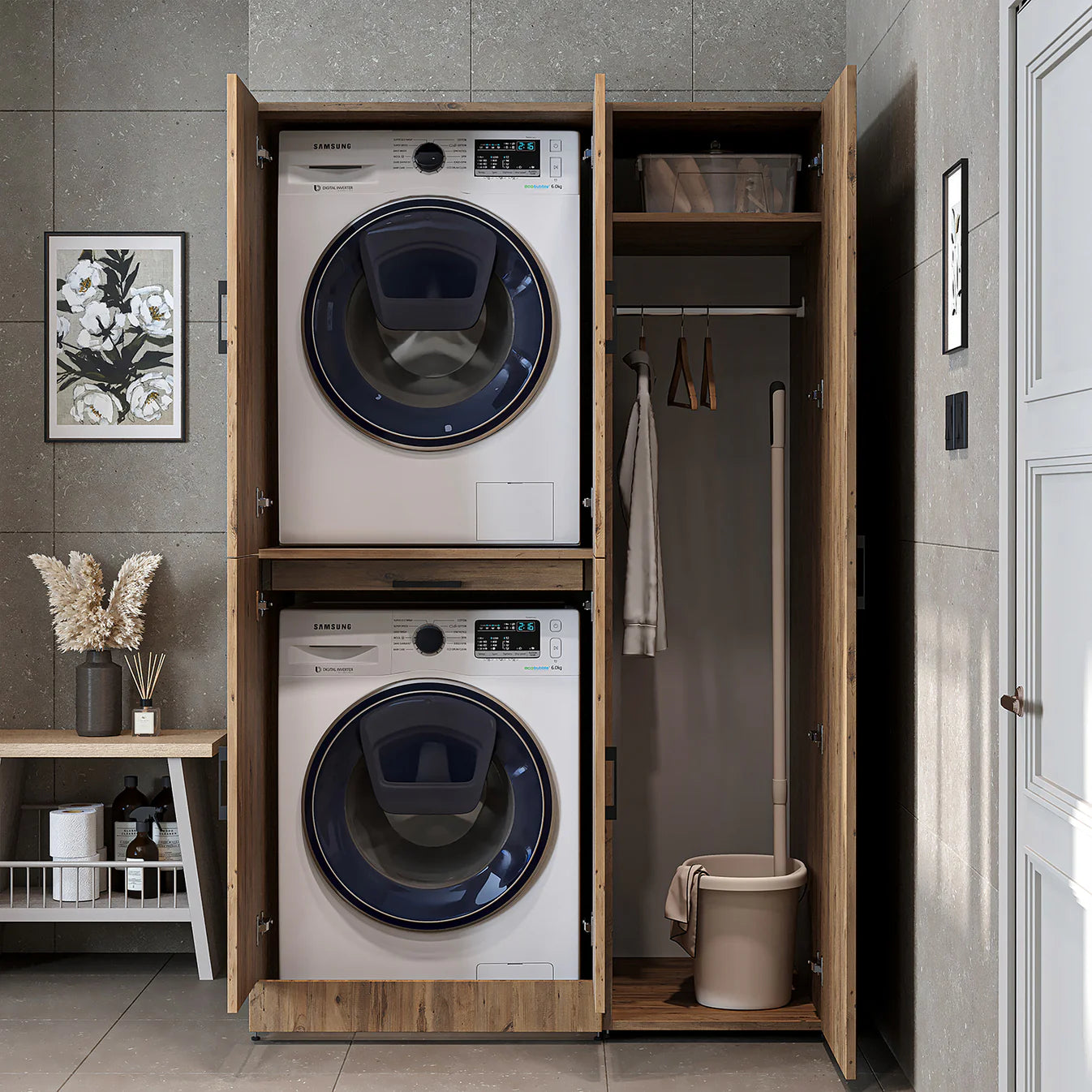 Roomart Dora - Cabinet Set for Dryer & Washing Machine, 115cm