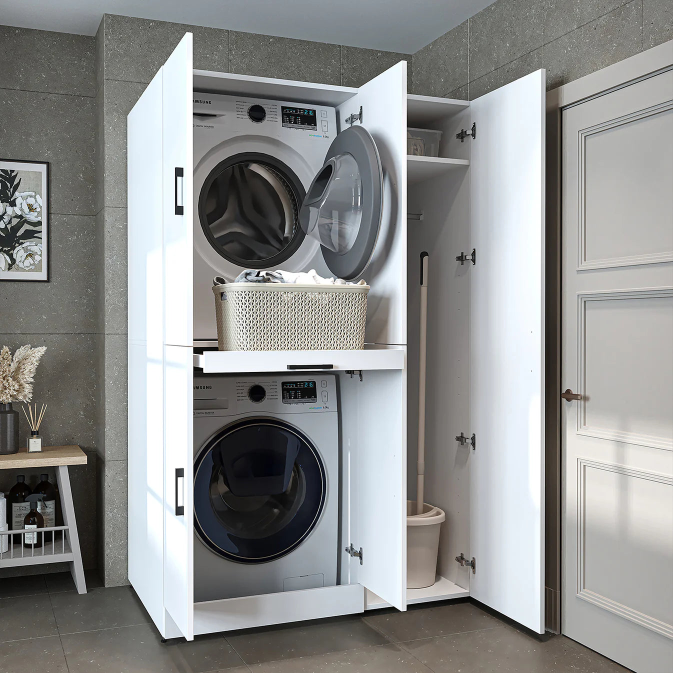 Roomart Dora - Cabinet Set for Dryer & Washing Machine, 115cm