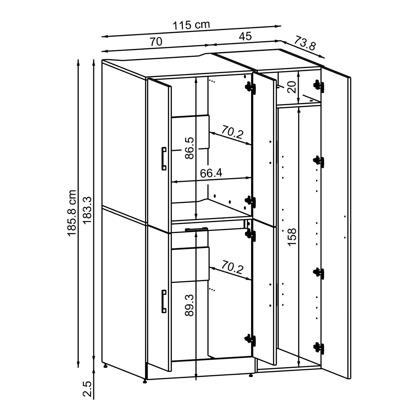 Roomart Dora - Cabinet Set for Dryer & Washing Machine, 115cm
