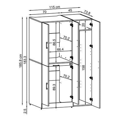 Roomart Dora - Cabinet Set for Dryer & Washing Machine, 115cm