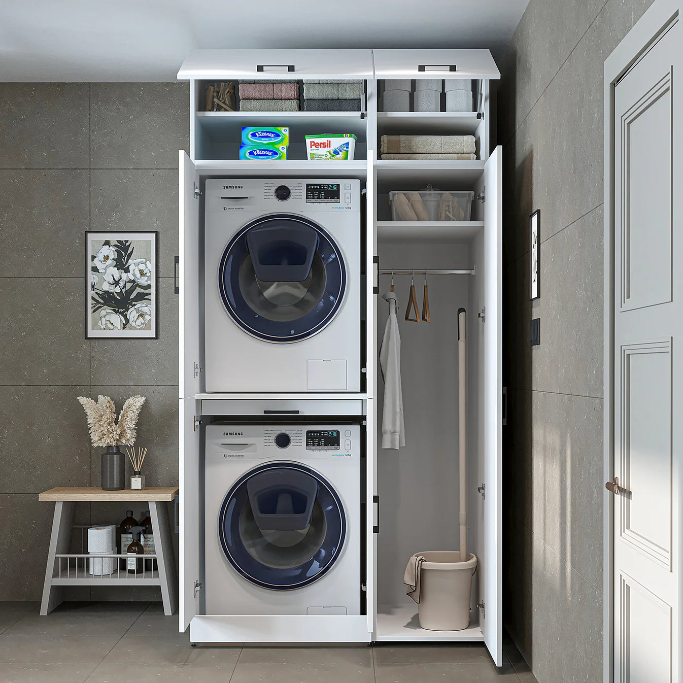 Roomart Dora - Cabinet Set for Dryer & Washing Machine, 115cm