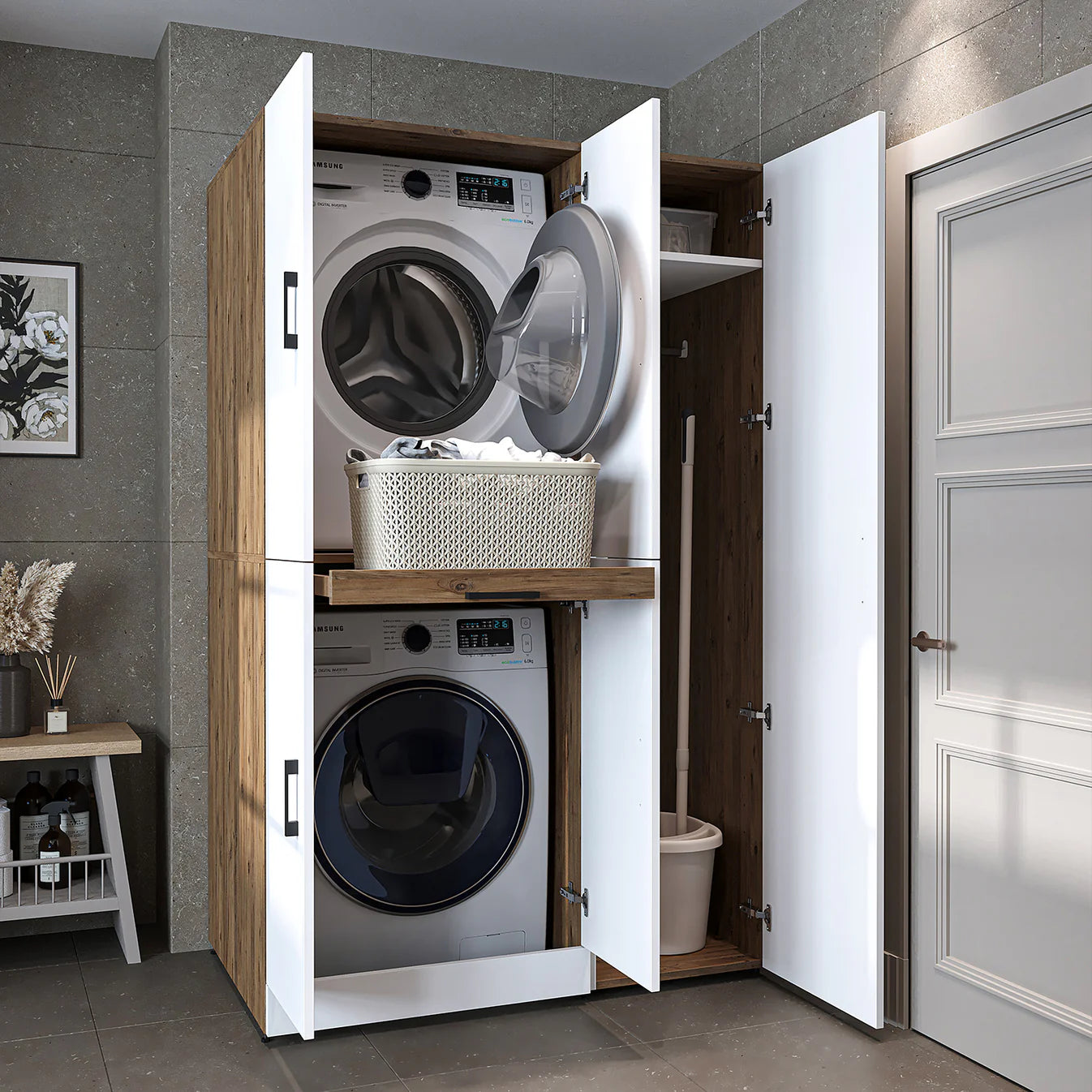 Roomart Dora - Cabinet Set for Dryer & Washing Machine, 115cm