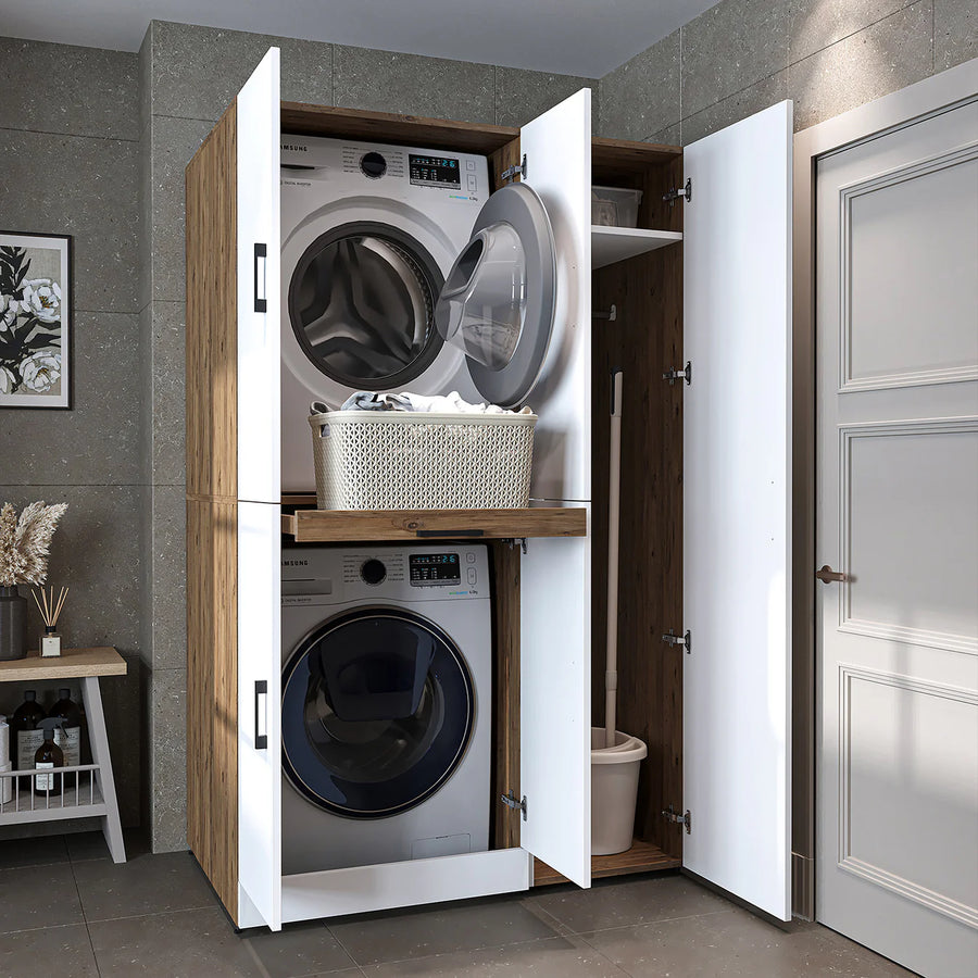 Roomart Dora - Washer & Dryer Cabinet with Side Storage - 115cm