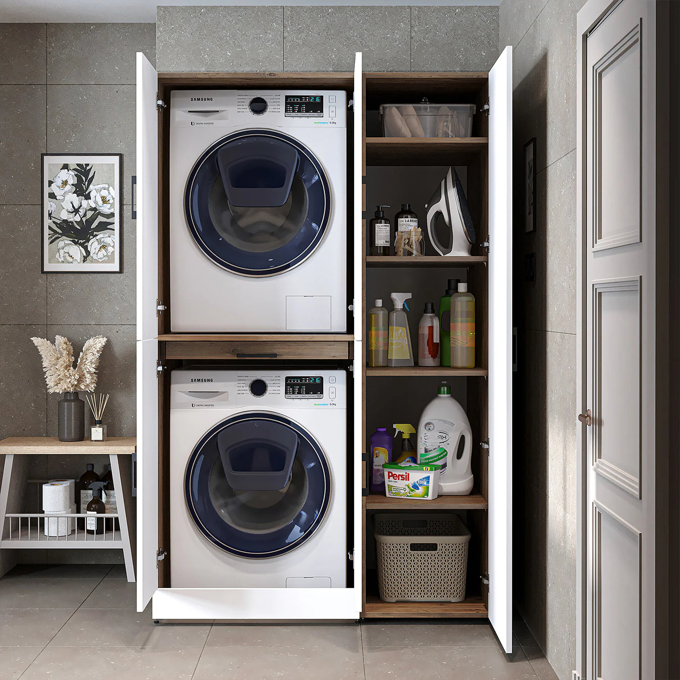Roomart Dora - Cabinet Set for Dryer & Washing Machine, 115cm
