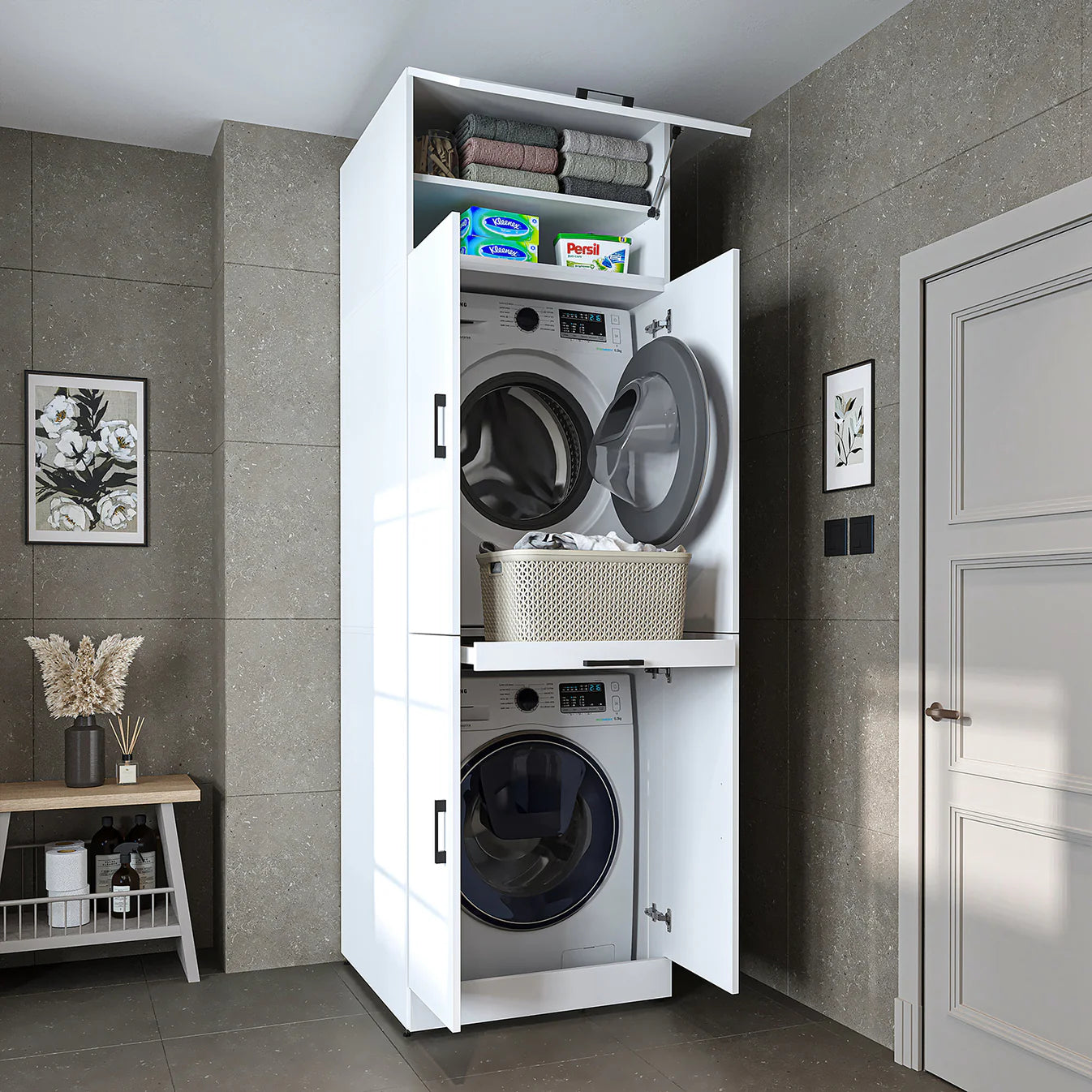 Roomart Dora - Cabinet for Dryer & Washing Machine, Freestanding