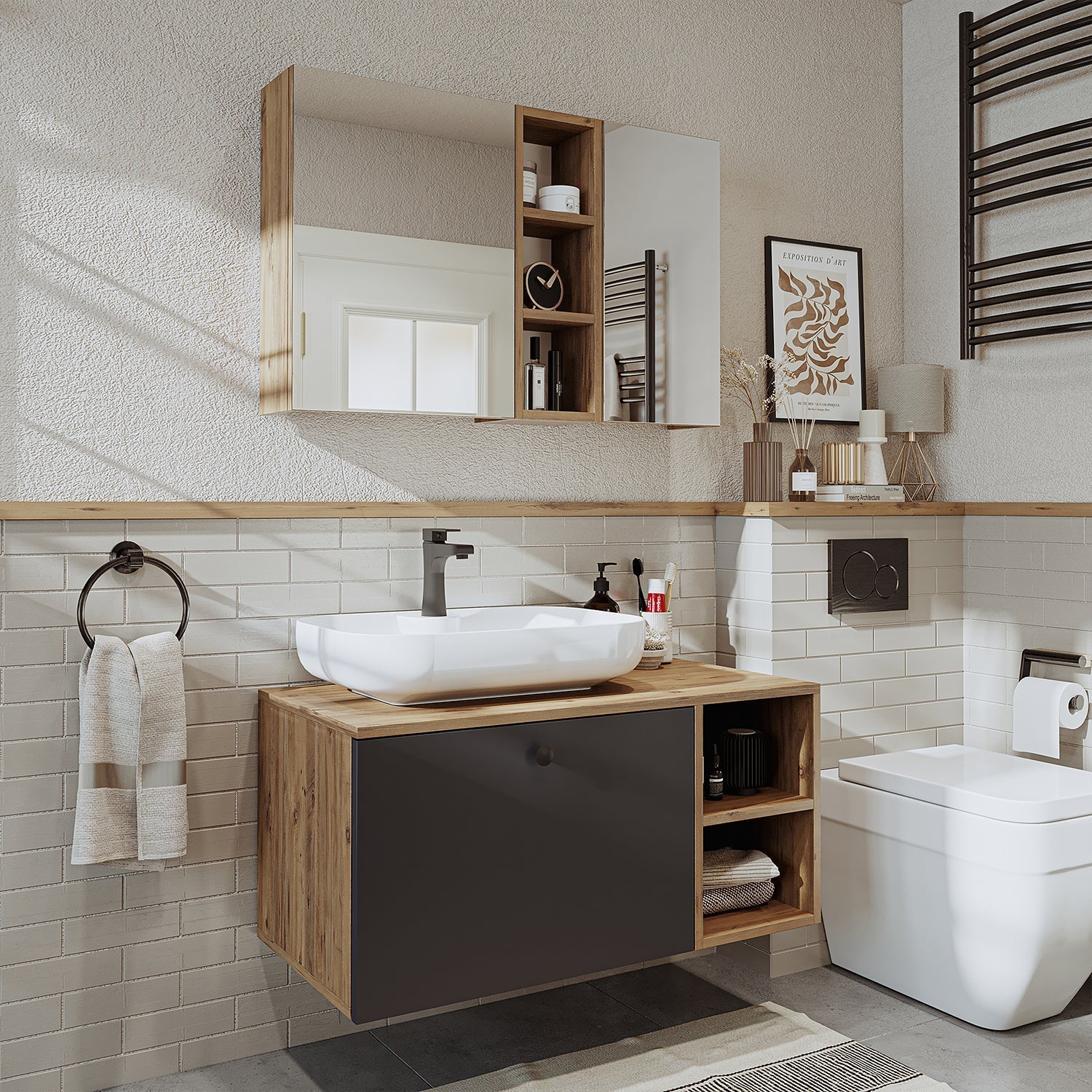 Vanity Bathroom Cabinet 2 Piece Set - Lotus - Roomartstore.co.ukbathroom cabinet2518