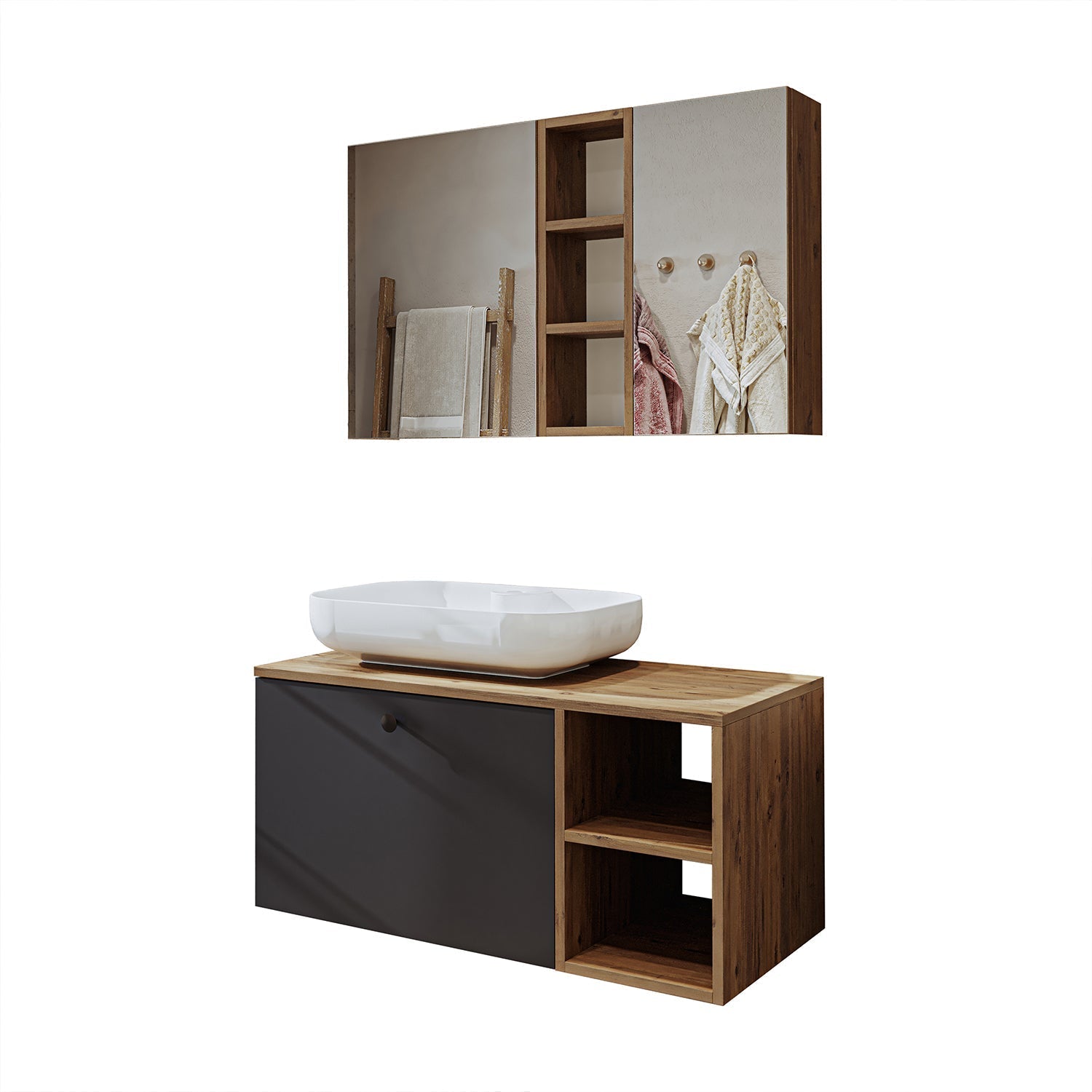 Vanity Bathroom Cabinet 2 Piece Set - Lotus - Roomartstore.co.ukbathroom cabinet2518