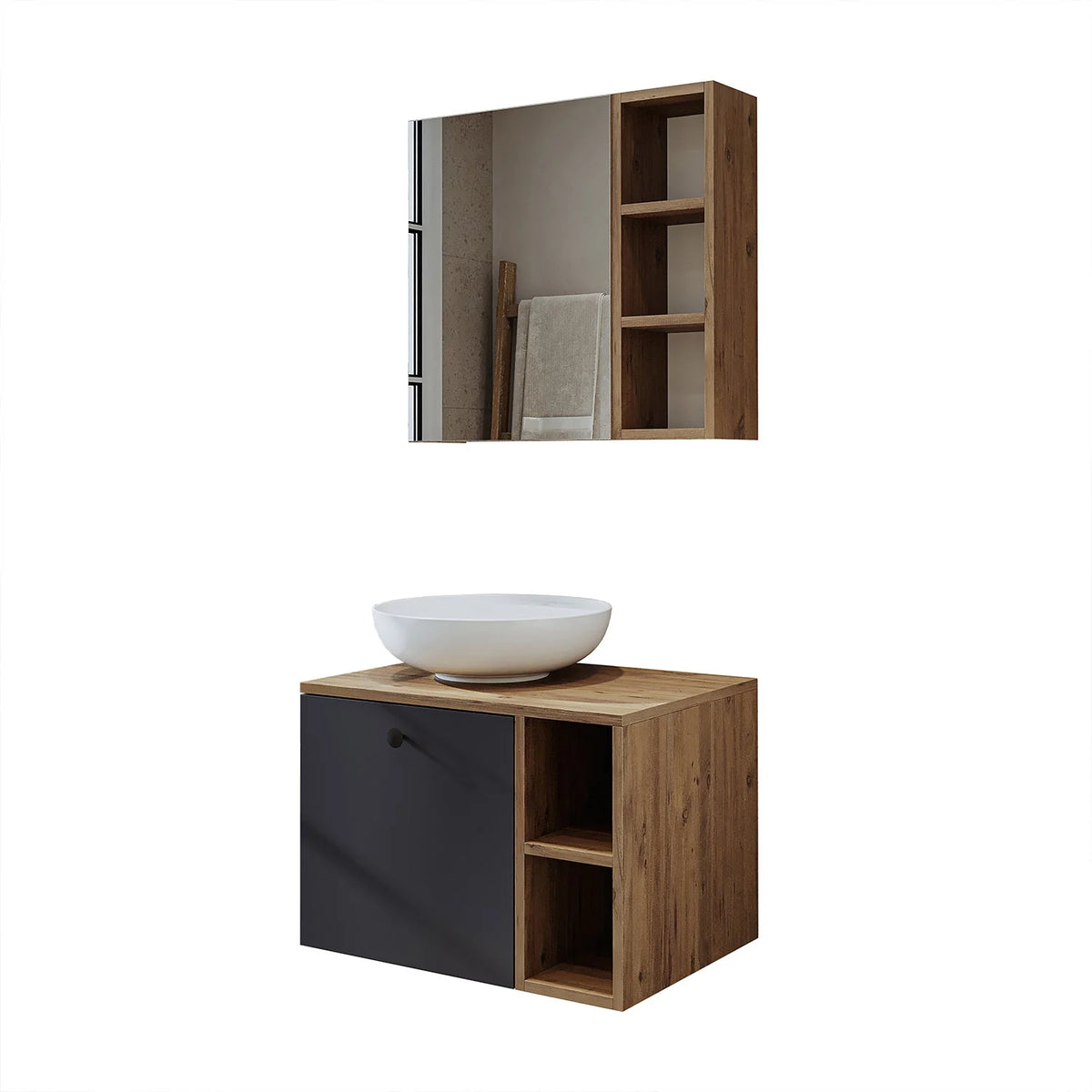 Roomart Lotus - Bathroom Cabinet Set of 2 with Washbasin
