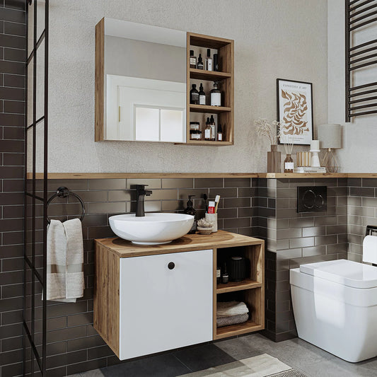 Roomart Lotus - Bathroom Cabinet Set of 2 with Washbasin