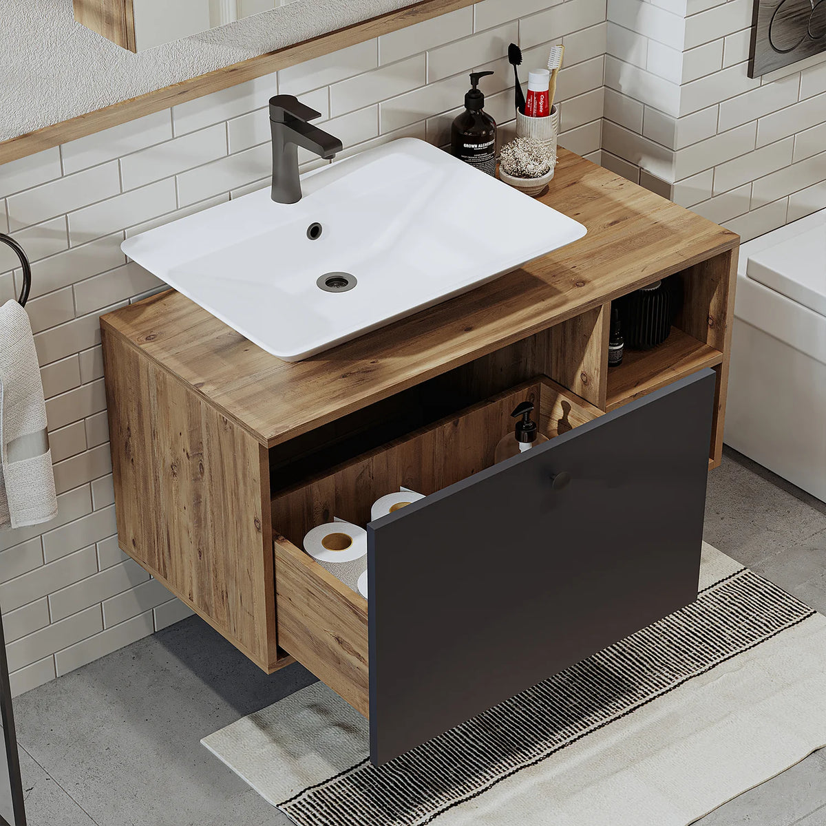 Roomart Lotus - Bathroom Cabinet Set of 3 with Washbasin