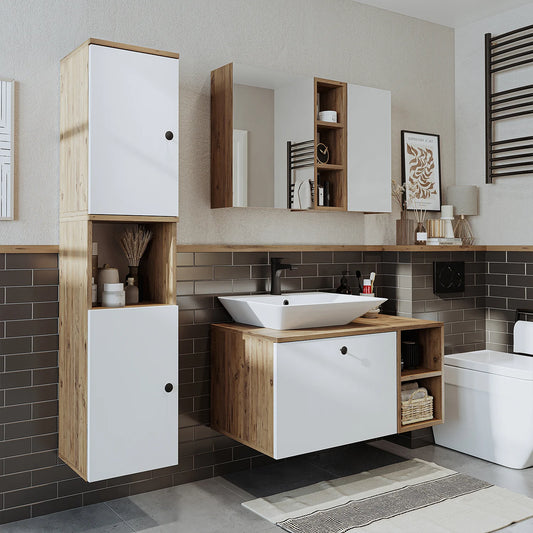 Roomart Lotus - Bathroom Cabinet Set of 3 with Washbasin