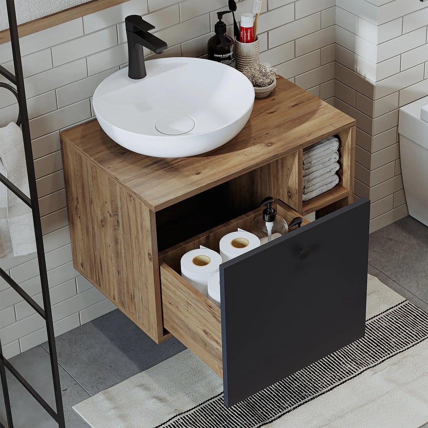 Roomart Lotus - Bathroom Cabinet with Washbasin, 95cm
