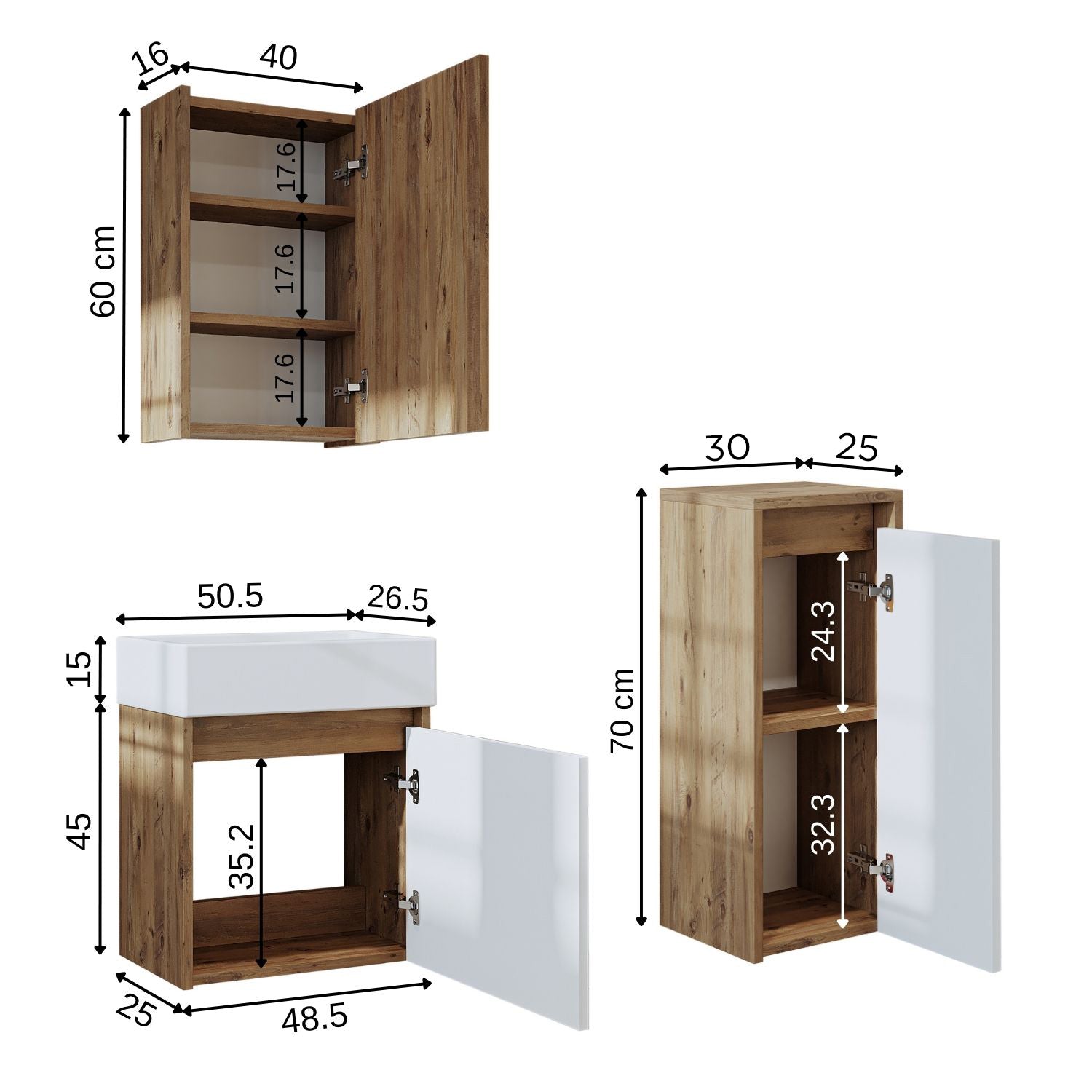 Vanity Bathroom Cabinet 3 Piece Set - Mini - Roomartstore.co.ukbathroom cabinet1955