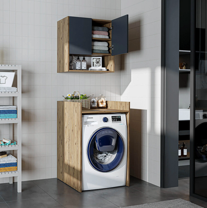 Roomart Derin - Washing Machine Cabinet with Cupboard and Wall Unit, 65cm