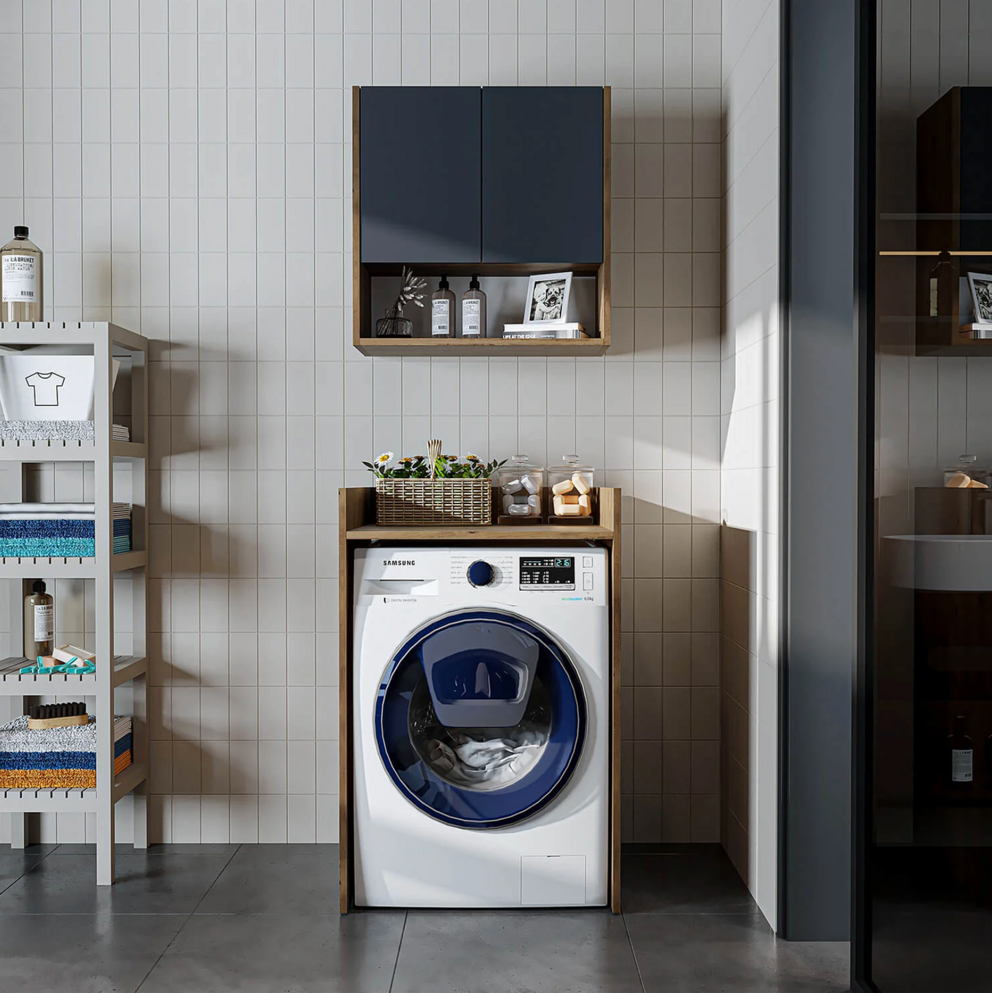 Roomart Derin - Washing Machine Cabinet with Cupboard and Wall Unit, 65cm