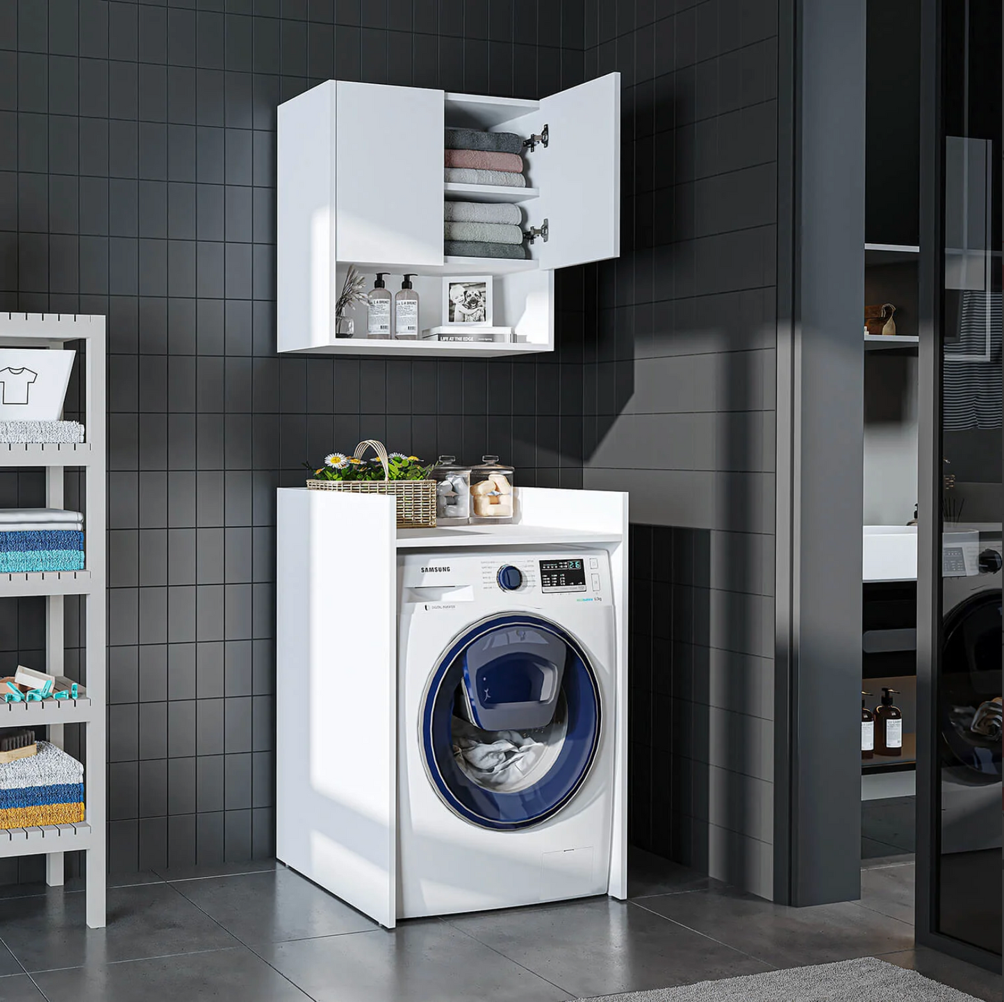 Roomart Derin - Washing Machine Cabinet with Cupboard and Wall Unit, 65cm
