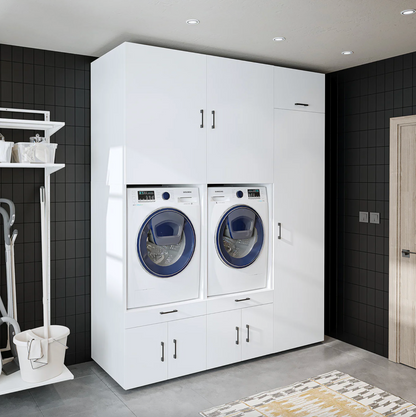 Roomart A Plus — Twin Washer & Dryer Cabinet Set with Side Storage