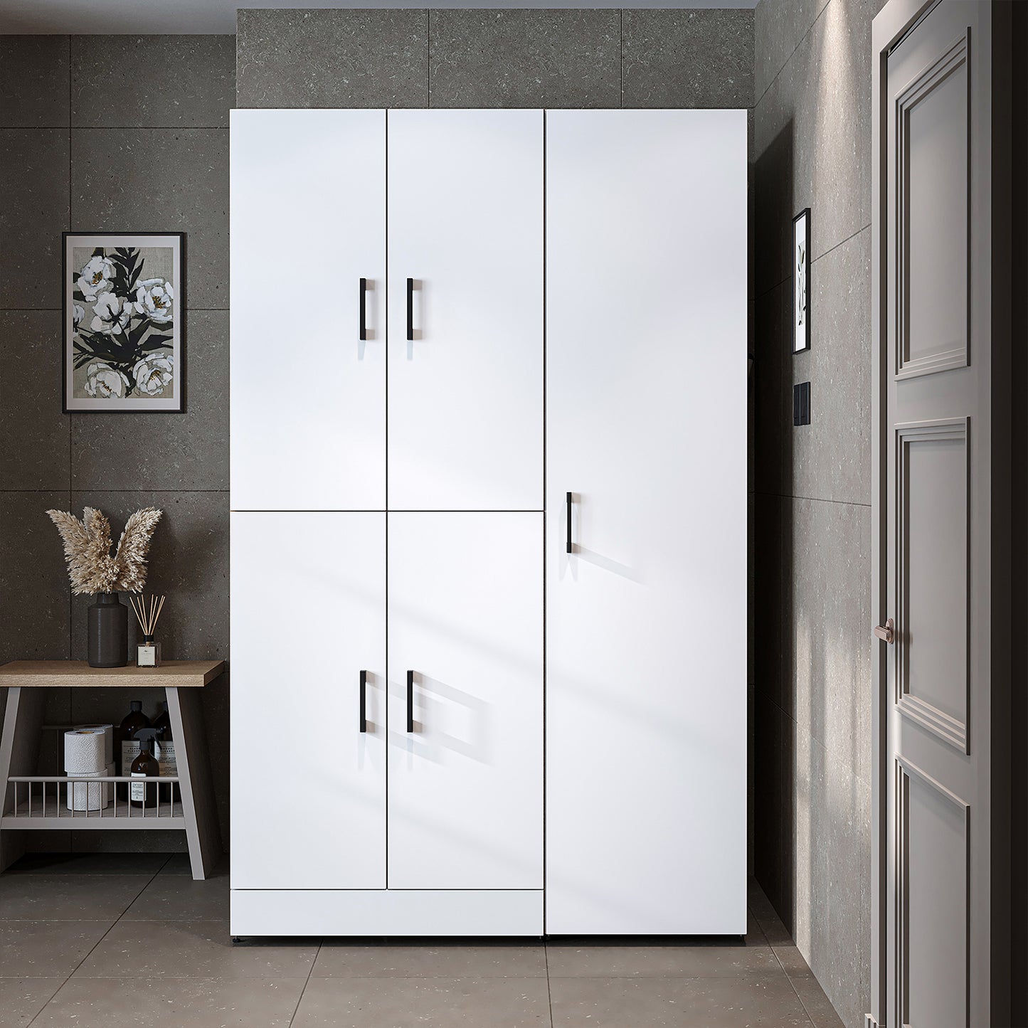Roomart Dora - Washer & Dryer Cabinet with Side Storage - 115cm