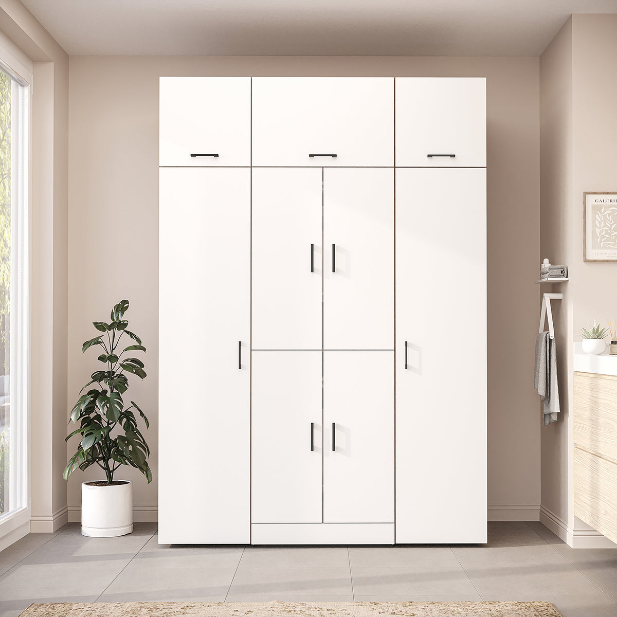 Roomart Dora Wall - Washer & Dryer Cabinet with Side Storage - 160cm