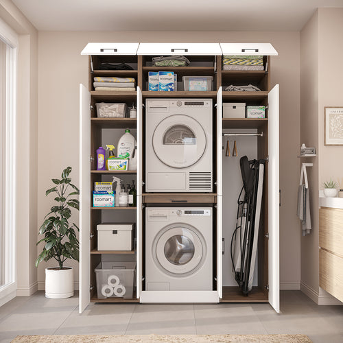 Roomart Dora Wall - Washer & Dryer Cabinet with Side Storage - 160cm