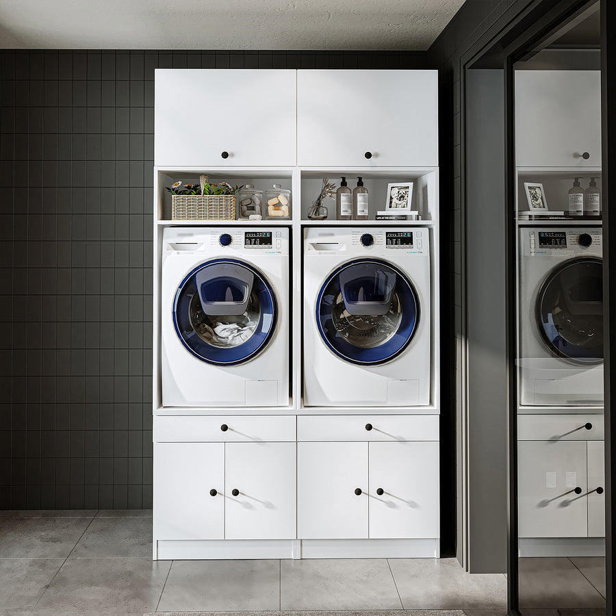 RoomArt 1000 Twin — Modular Twin Washer & Dryer Cabinet Set