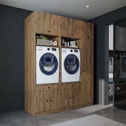 Roomart 1000 Plus — Twin Washer & Dryer Cabinet Set with Side Storage