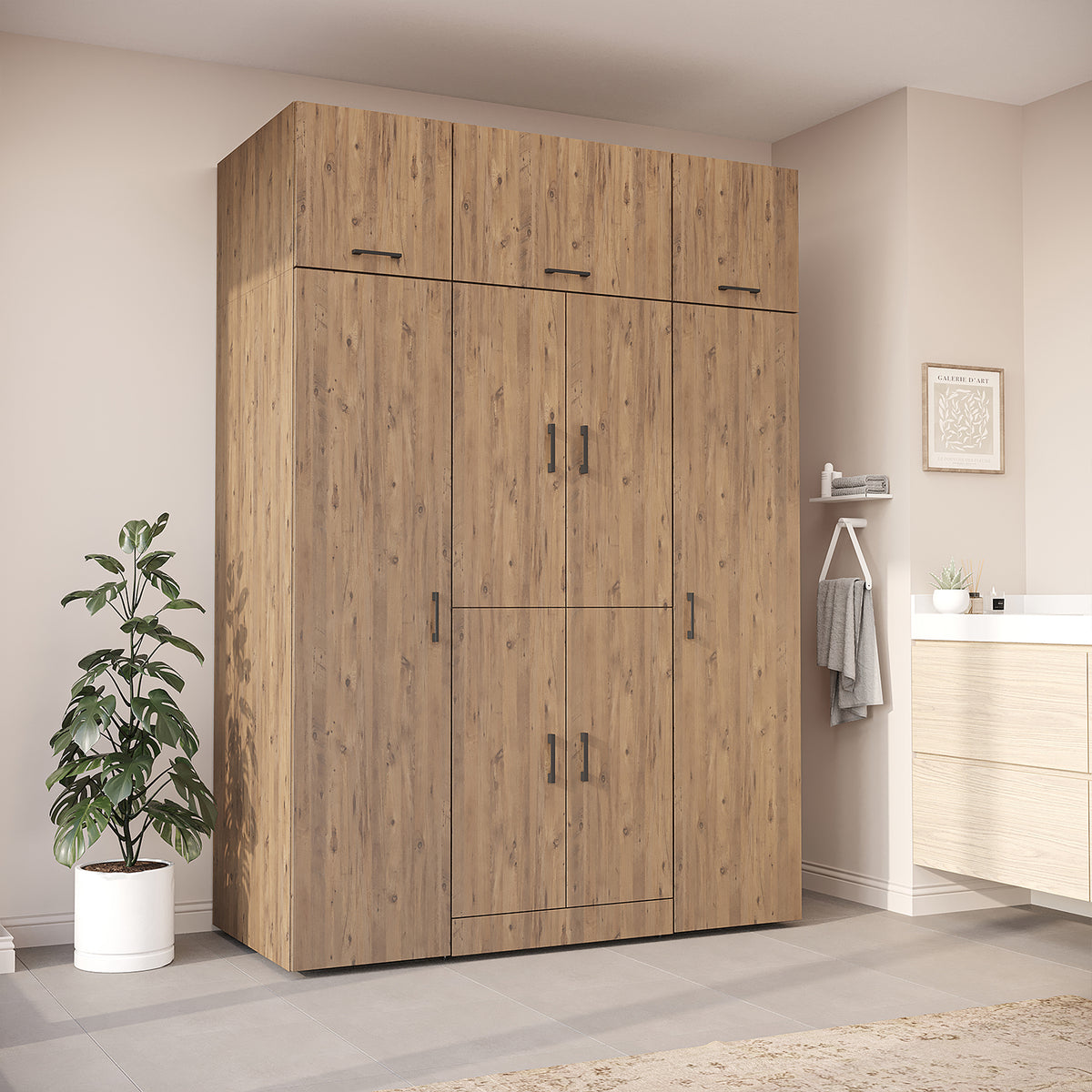 Roomart Dora Wall - Washer & Dryer Cabinet with Side Storage - 160cm