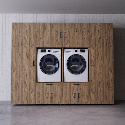 The Roomart A Luxe Line - Twin Washer & Dryer Cabinet Set with Side Storage Units
