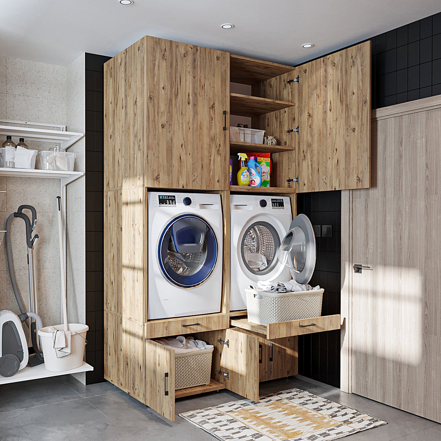 Roomart A Plus — Twin Washer & Dryer Cabinet Set