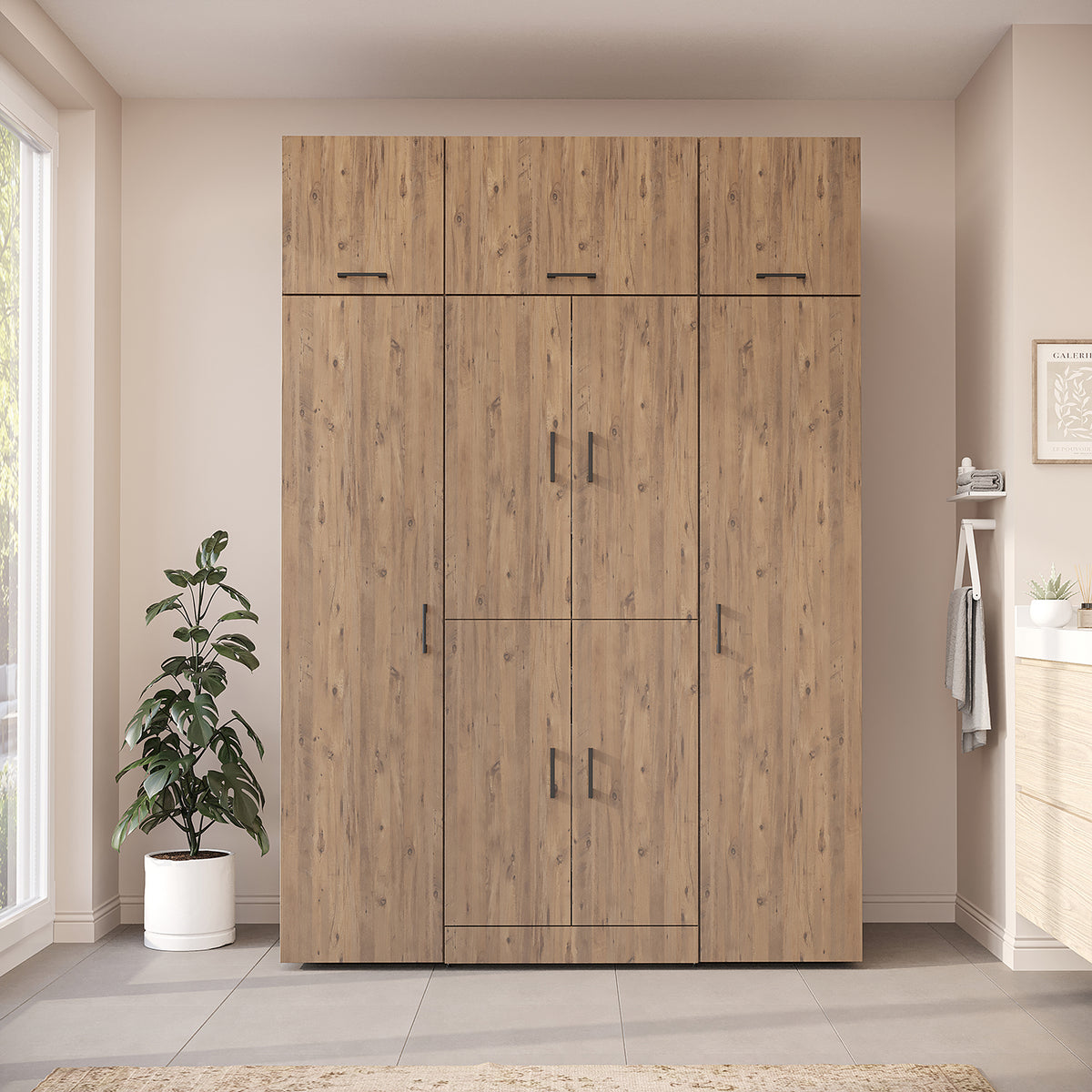 Roomart Dora Wall - Washer & Dryer Cabinet with Side Storage - 160cm