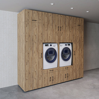 The Roomart A Luxe Line - Twin Washer & Dryer Cabinet Set with Side Storage Units