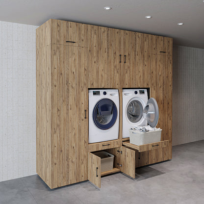 The Roomart A Luxe Line - Twin Washer & Dryer Cabinet Set with Side Storage Units