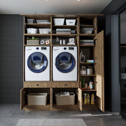 Roomart 1000 Plus — Twin Washer & Dryer Cabinet Set with Side Storage