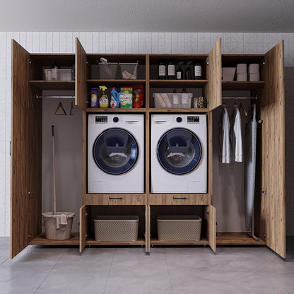 The Roomart A Luxe Line - Twin Washer & Dryer Cabinet Set with Side Storage Units