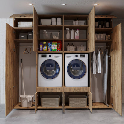The Roomart A Luxe Line - Twin Washer & Dryer Cabinet Set with Side Storage Units