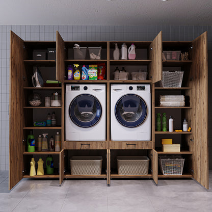 The Roomart A Luxe Line - Twin Washer & Dryer Cabinet Set with Side Storage Units