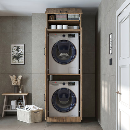 Roomart Dora Flex - 2-in-1 Cabinet for Washing Machine with Storage Shelves or Dryer Stacker