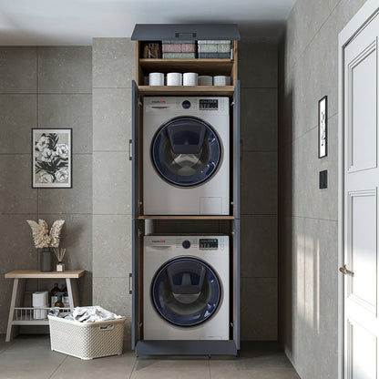 Roomart Dora Flex - 2-in-1 Cabinet for Washing Machine with Storage Shelves or Dryer Stacker