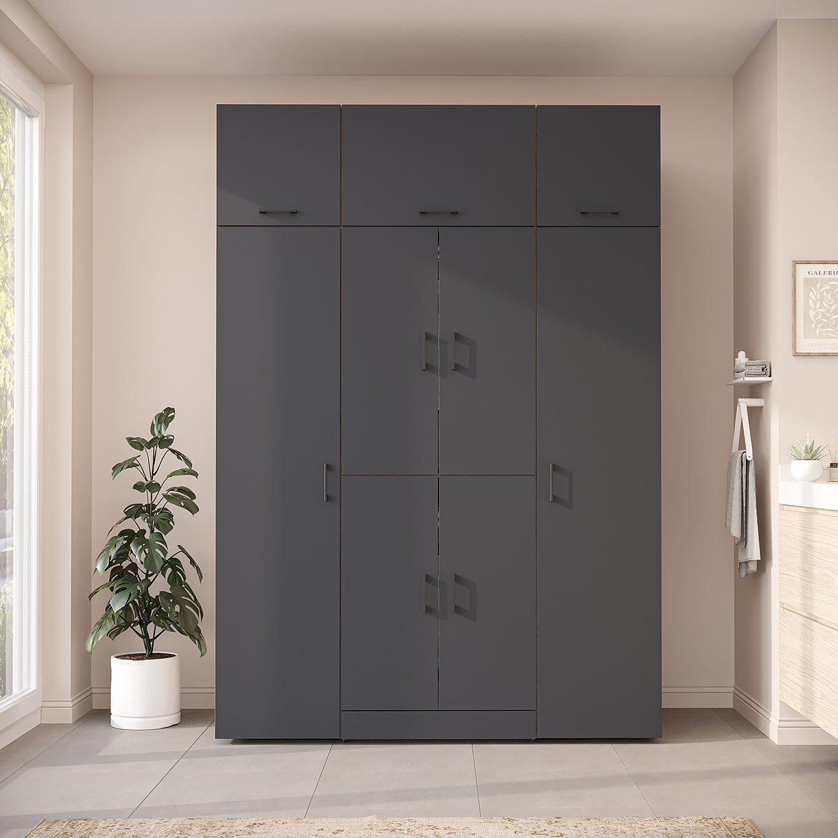 Roomart Dora Wall - Washer & Dryer Cabinet with Side Storage - 160cm