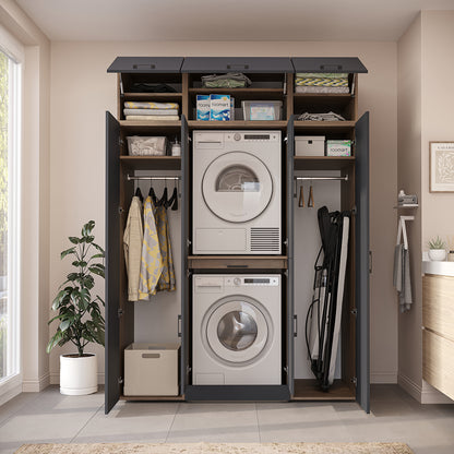 Roomart Dora Wall - Washer & Dryer Cabinet with Side Storage - 160cm
