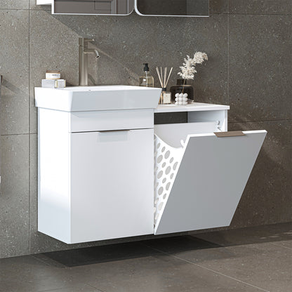 Roomart Dubai - Wall Hung Bathroom Vanity Unit with Basin & Laundry Tilt Cabinet - 92cm