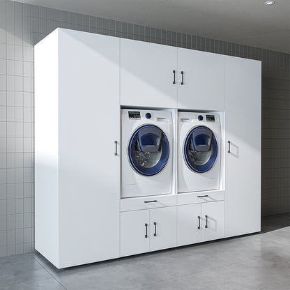 The Roomart A Luxe Line - Twin Washer & Dryer Cabinet Set with Side Storage Units