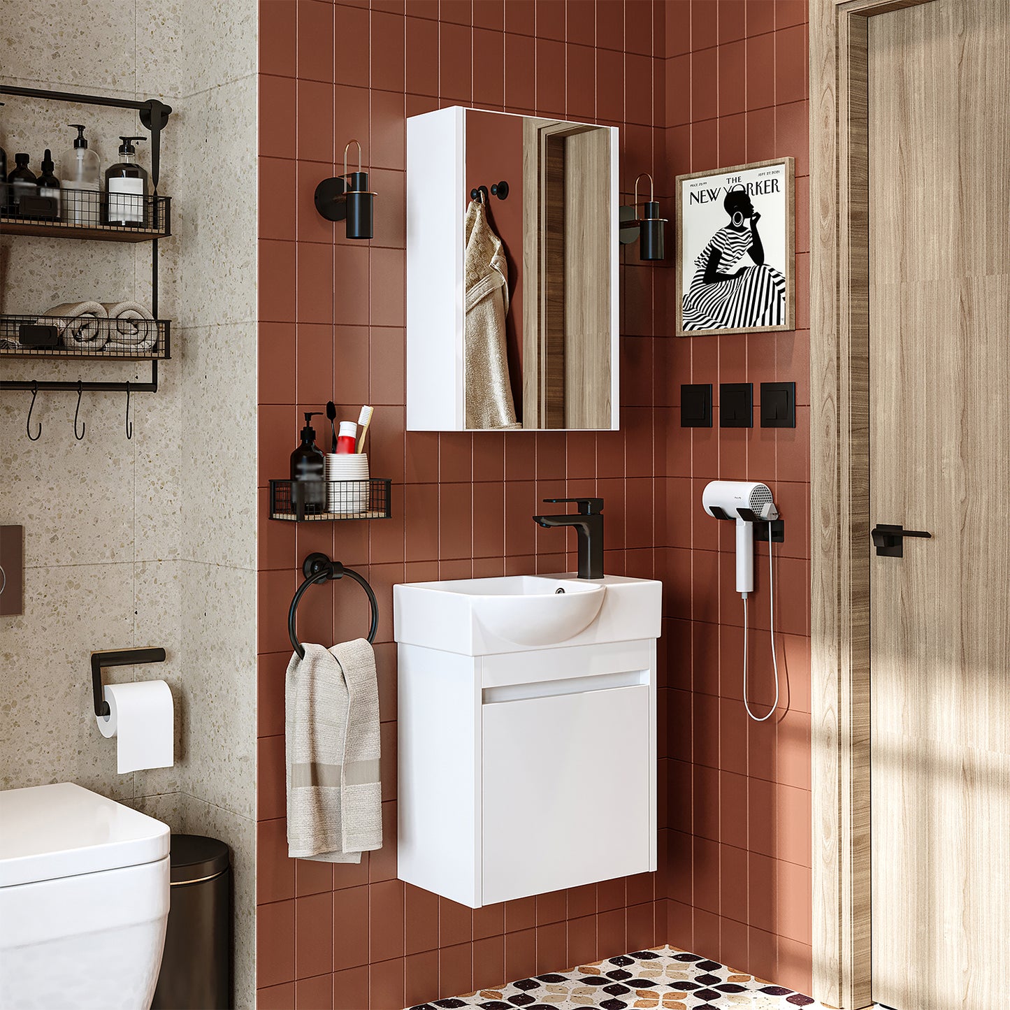 Roomart Leo Vanity Unit with Mirror Cabinet Set